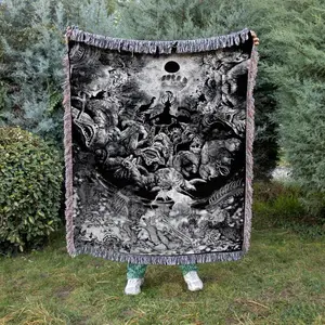Berserk Eclipse Woven Blanket, Dark Fantasy Wall Hanging,  Throw Cozy Jacquard Rug, Home Decor Gift For Him, Gothic Tapestry For Anime Fans Woven Blanket Woven Blanket