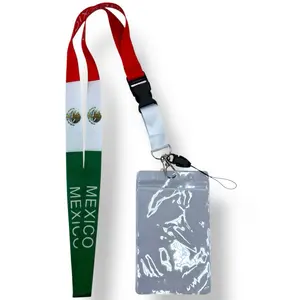 MEXICO Flag Lanyard  – Llavero Largo con Bandera Mexicana para Llaves, Gafete o Identificación | Mexican Neck Strap Keychain, Detachable ID Holder
