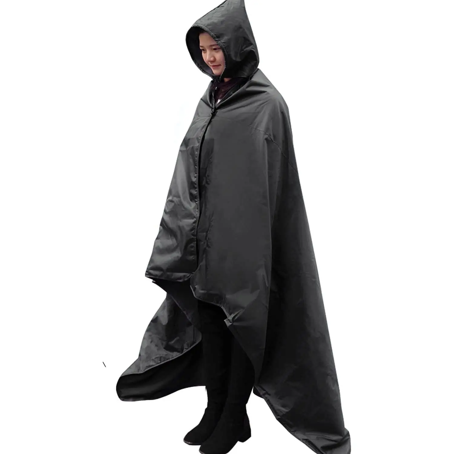 Hooded Stadium Blanket, Waterproof Windproof Outdoor Fleece Blanket - Large (79x56), Portable, Wearable