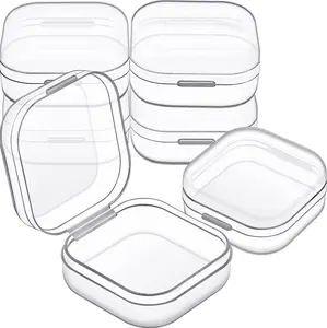 6 Pieces Mini Plastic Clear Beads Storage Containers Box for Collecting Small Items, Beads, Jewelry, Business Cards, Game Pieces, Crafts (1.37 x 1.37 x 0.7 Inch)
