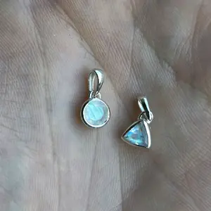 Petite Rainbow Moonstone Sterling Silver Pendants