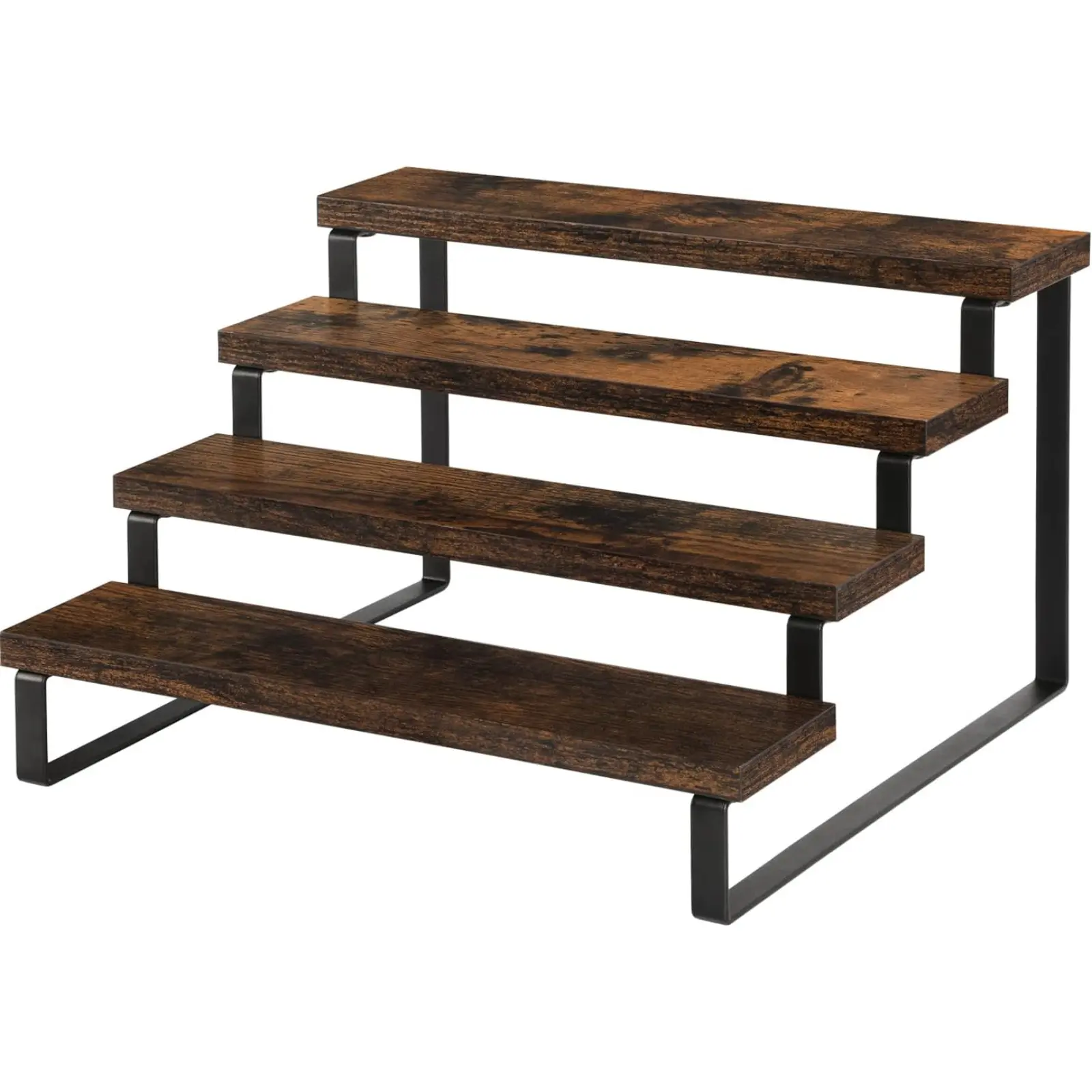 Sturdy 4-Tier Wooden Display Riser Stand Shelf - Space-Saving Home Organizer Storage Rack for Cologne, Masala, Home Decor