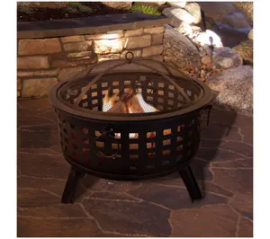 26" round metal wood burning fire pit