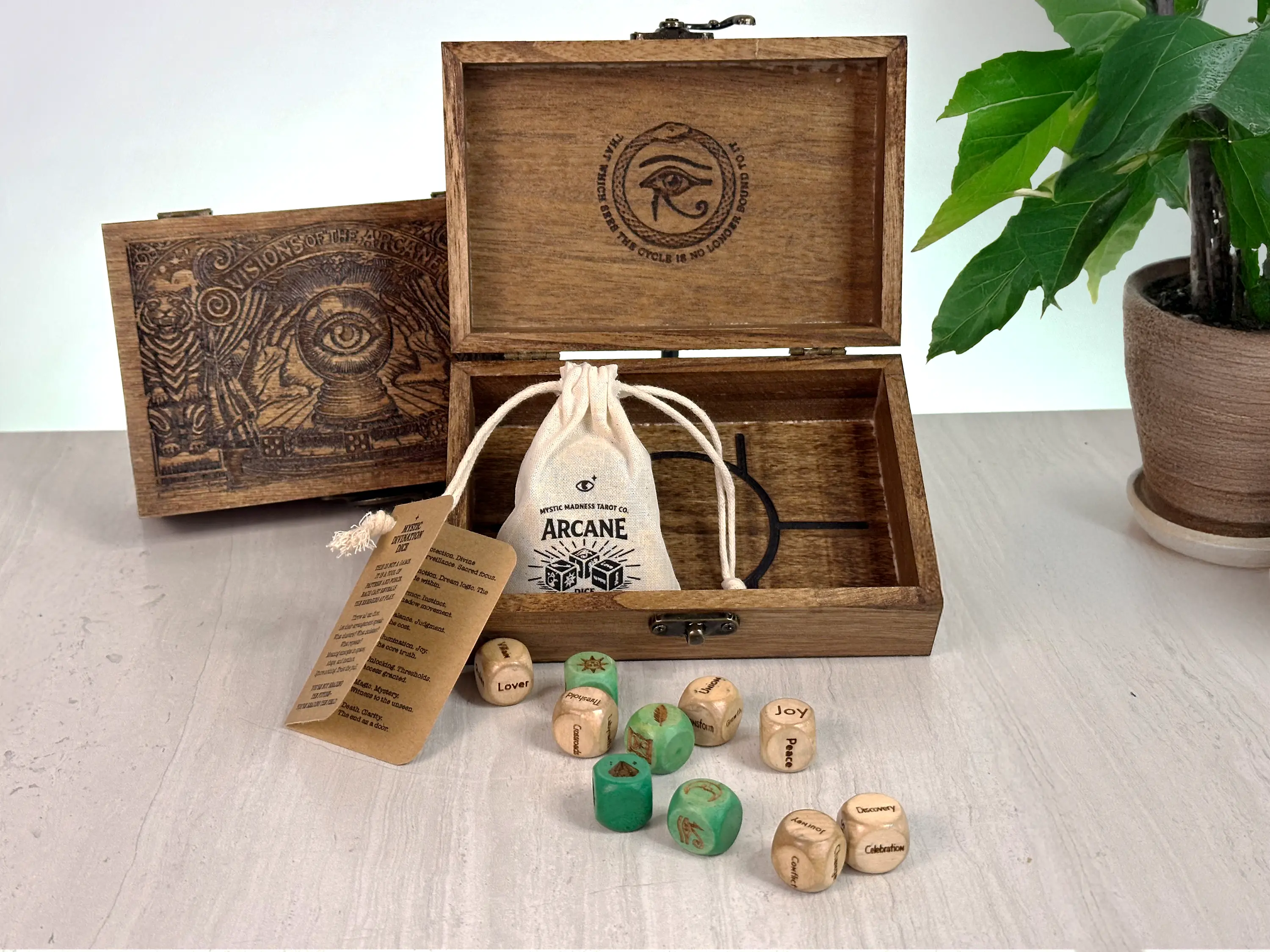 Arcane Divination Dice Set - Artisan-Made Oracle Dice, Handcrafted Intuition Amplifier for Tarot Rituals