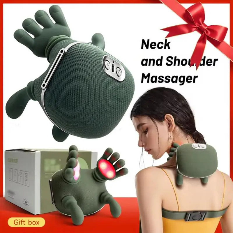 Wireless 3D Kneading Removable Cervical & Shoulder Massager with Heating - Electric Bionic Hand Massage, Adjustable Speed, Portable Lightweight Unisex Household Relaxation Device for Neck, Shoulders, Hands