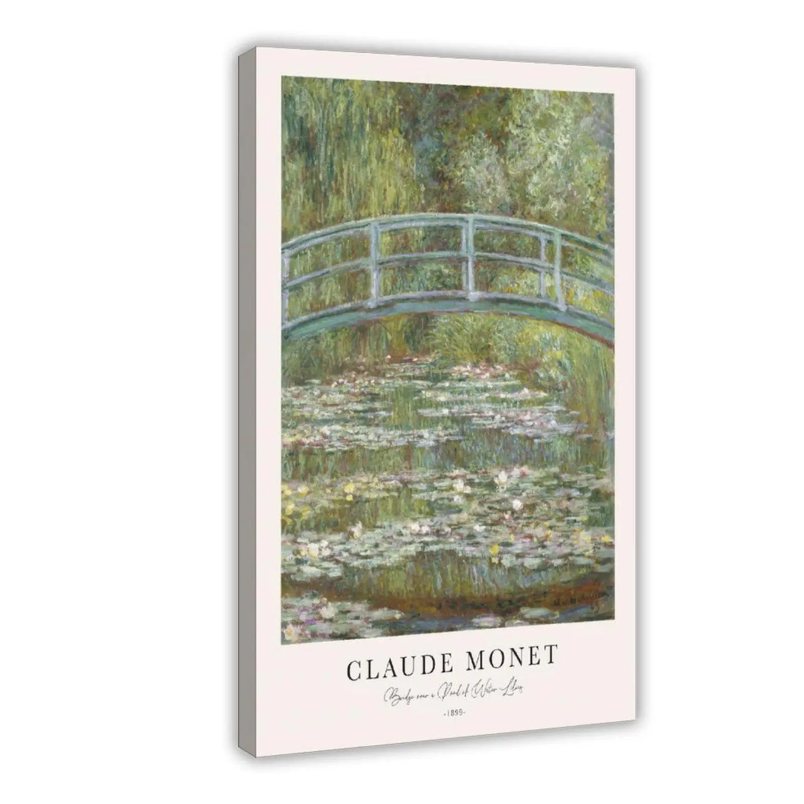 Claude Monet Bridge over A Pond of Water Lilies Vintage Poster Art Print Colorful Impressionist Flowers Monet Painting Wall Art