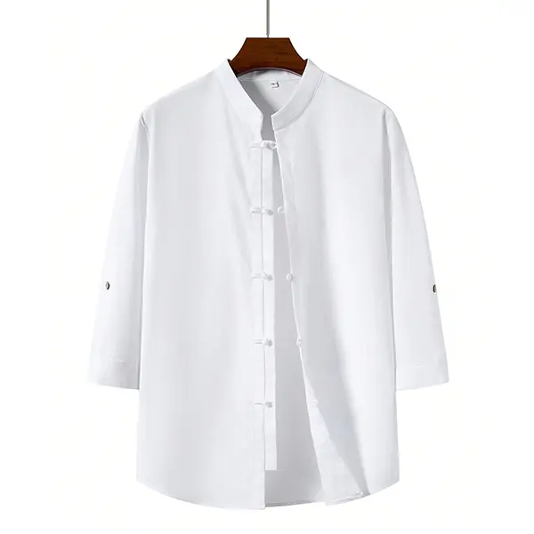 Grandclad Men's Tang Suit Tai Chi Uniform Hanfu Kung Fu Attire Chinese-Style Stand-Collar Shirt