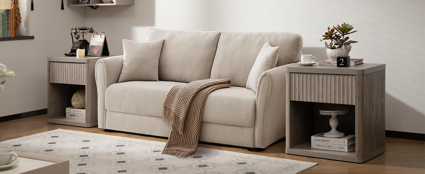 SICOTAS Night Stand with Drawer Storage Bed Side Table End Table 22.7"x 15.4" x 24.1" Large Modern Wide Bedside Stand Mid Century Night Stands for Bedroom Living Room Sofa Couch Office Minimal