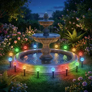 Solar-Powered LED Ground Stake String Lights - 30/50-Light Set 8 Lighting Modes IPX4 Outdoor Waterproof Rating Multiple Ideal for Wedding Parties, Festival Decorations, Proposal Ceremonies, Garden Courtyards, and Patio Railing Decorations