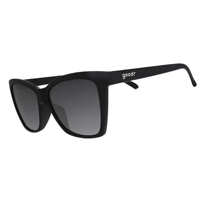 goodr New Wave Renegade Medium Size (Pop G) Solid Black Frame with Black Lens, UV400, No Slip No Bounce No Tangle