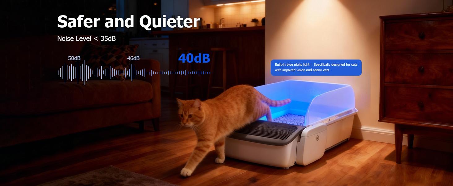 Magicscoop Automatic Cat Litter Box Self-Cleaning for Multiple Cats, Extra Large with App Control/Splash Guard/Safety Anti-Pinching Design/Odor Control Open-top Litter Box with Waste Bagh Bags & Scented Gel