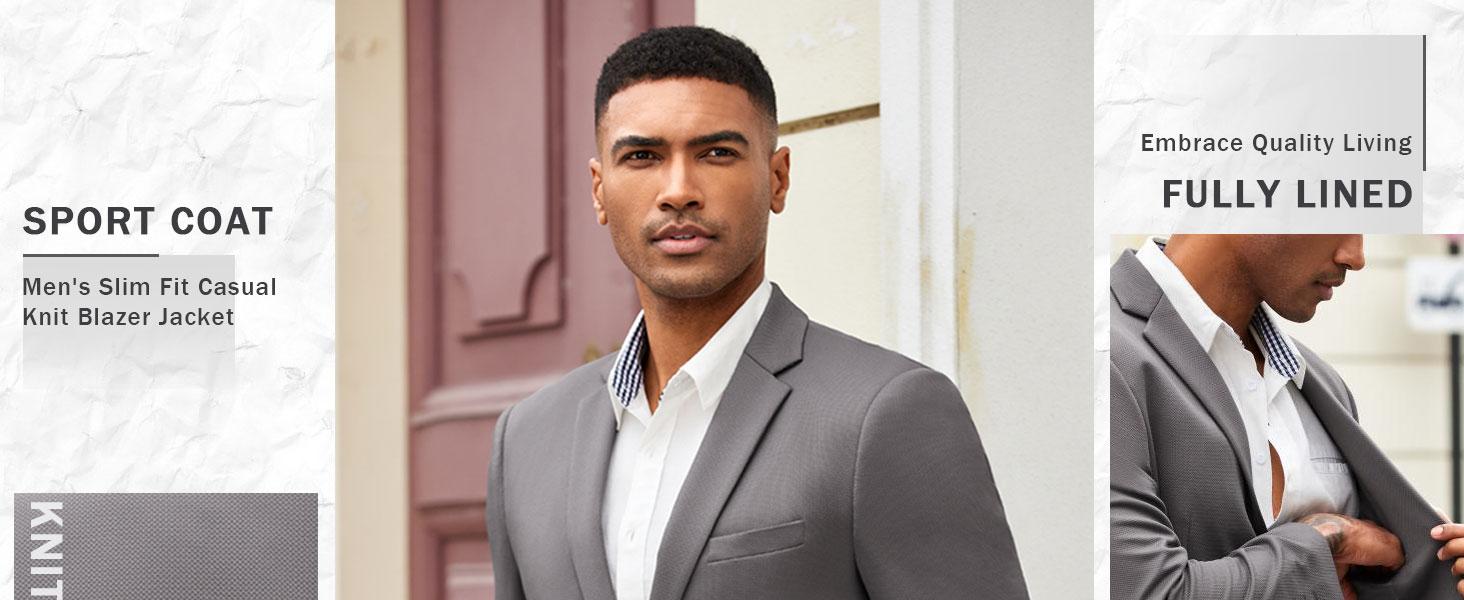 COOFANDY Men's Suit Casual Blazer Slim Fit Suit Jacket Lightweight Knit Sport Coat Two Button Blazer Jacket