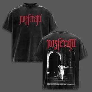 Nosferatu T-Shirt, Vintage Horror Movie Graphic Tee, Classic Vampire Poster Shirt, Gothic Washed Oversize Top, Dark Aesthetic Streetwear, Retro Scary Movie Shirt, Heavyweight Cotton Tee, Halloween Outfit, Gift for Horror Fans