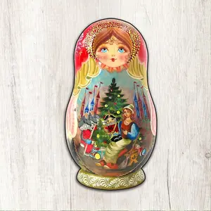Designocracy 8115762M 12 x 9 in. Nutcracker Story Nesting Doll Holiday Outdoor Decor Large Ornaments