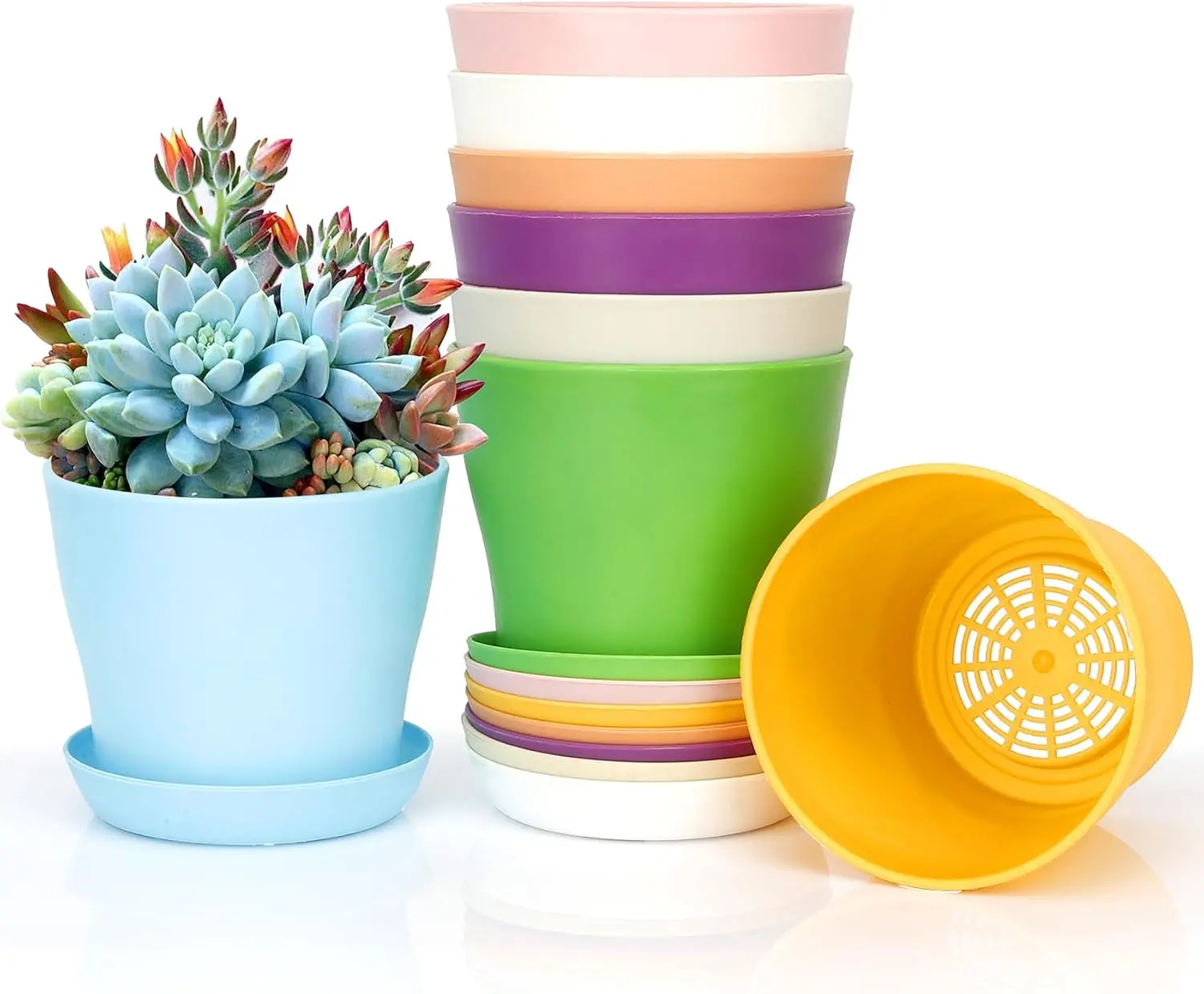 8 count  Pots,3.8" Flower Pots,Gardening Gifts,Plastic Pot for , Succulent Pot Planters for Indoor ,Small Flower Pots,Cute  Pots