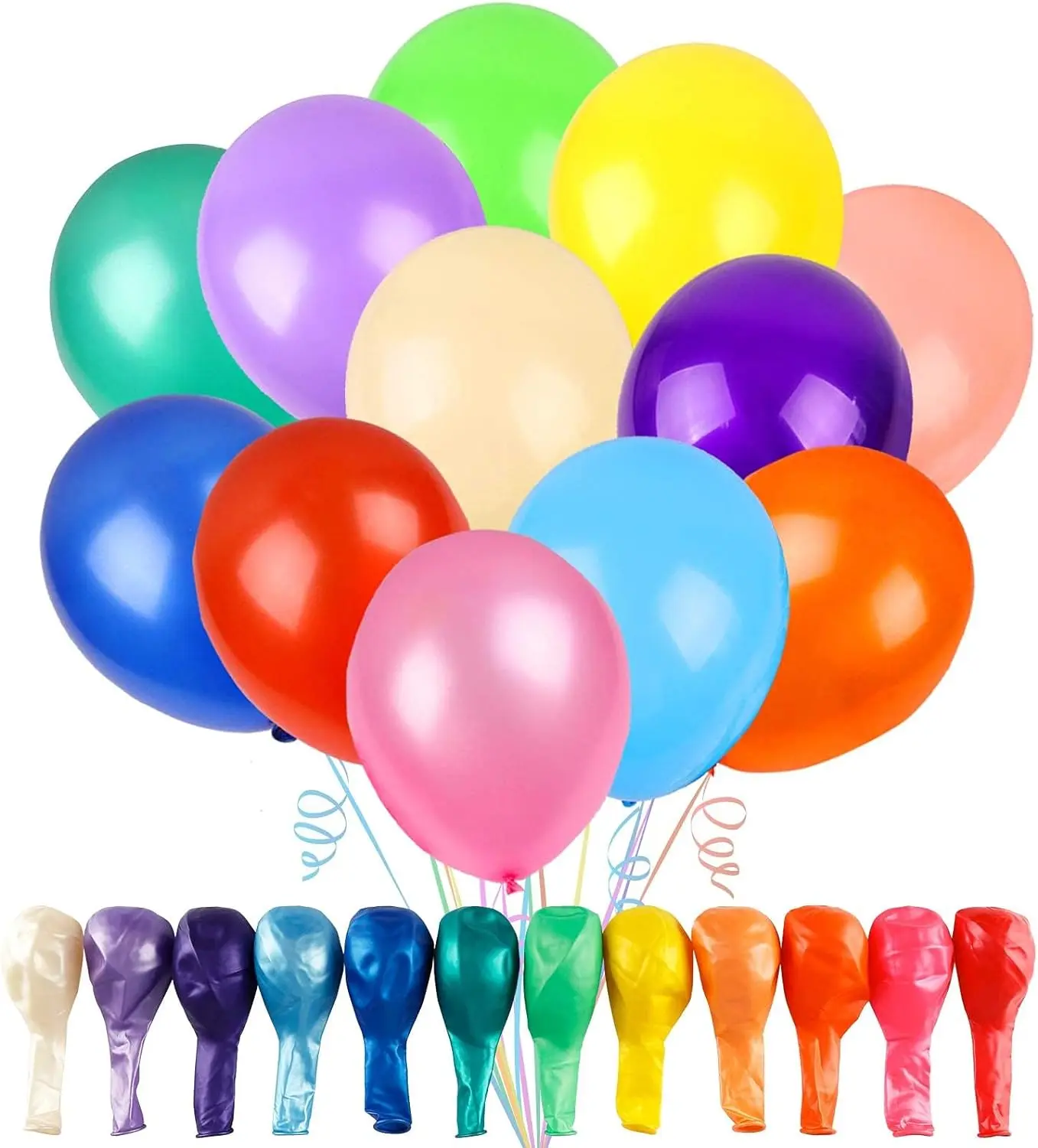 120 Balloons Assorted Color 12 Inches Rainbow Latex Balloons, 12 Bright Color Balloons for Birthday Baby Shower Wedding Party Supplies Arch Garland