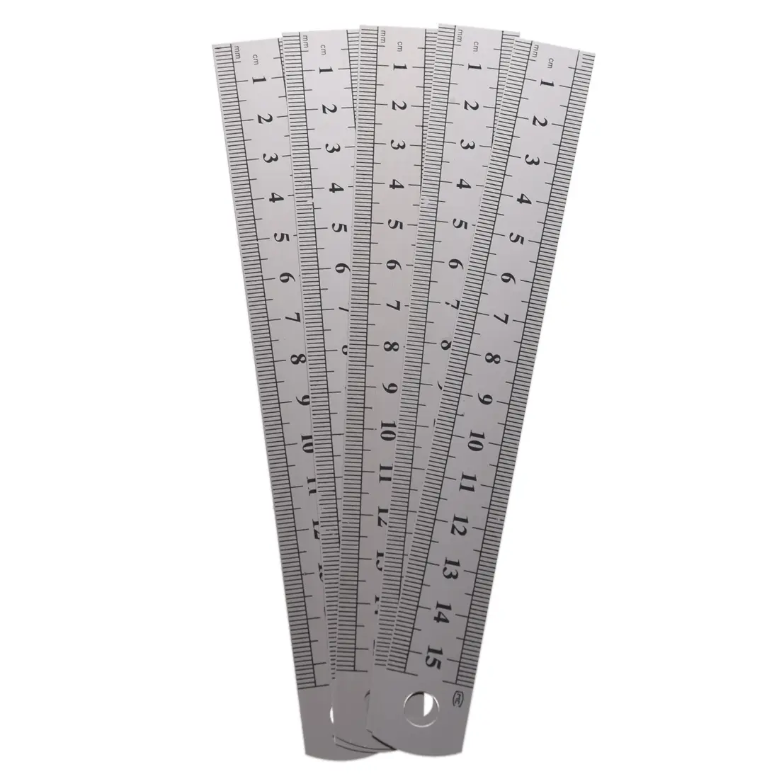 5-Pcs Stainless Steel Straight Rulers, 6-Inch/15cm Household Measurement Tool with cm on 1 Side, Inches on Reverse, 0.5mm Precision, 6.7x0.7x0.02Inch/171x19x0.5mm, 62g, Centimeters On One Side, Inches On Reverse