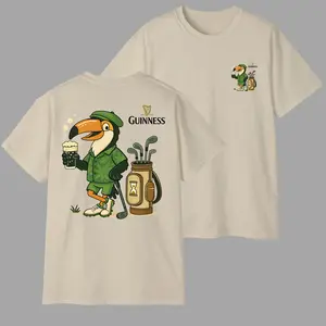 Guinness Golf T-Shirt Toucan Beer Graphic Tee for Men and Women, St. Patrick’s Day Irish Beer Shirt, Funny Pub Vibes Unisex Tee, Casual Streetwear Outfit, Gift for Beer Lovers, Gift for Dad, Casual Streetwear Unisex Top