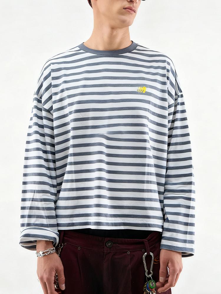FDR "HopeCore" Unisex Long-Sleeved Striped Shirt Loose Fit Contrast Striped Crew Neck Tops Casual Fall Fashion Versatile Comfortable Pullover Womenswear Menswear Y2K Trend Streetwear Christian Tee Stylish summerwins