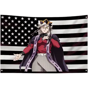 Doma American Flag Style Demon Slayer Banner – Kimetsu No Yaiba Anime Outdoor Decoration Garage Tapestry summerwins