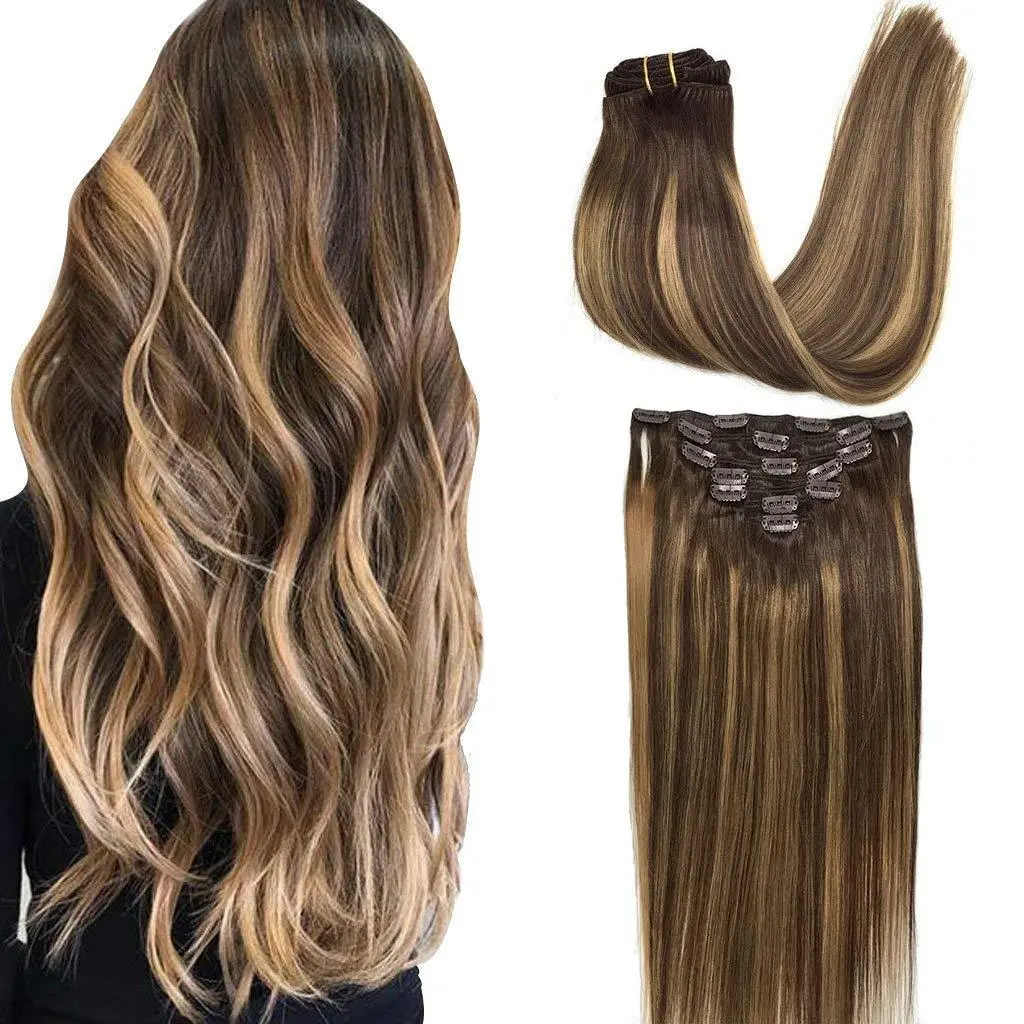 GOO GOO Hair Extensions Clip in Human Hair Natural Straight Remy Hair Easy To Style Soft Clip ins for Women summer hairstyles #tiktokshopbacktoschool #sohochic