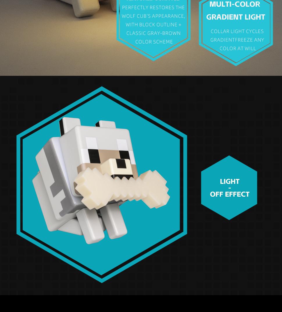 DIYCOM 3D Printing Handmade Pixel Wolf LED Night Light with Glowing Bone and RGB Collar Stylish Room Decor New Year And Valentine's Day Gift