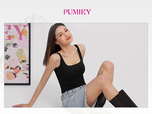 PUMIEY Women's Square Neck Tank Top, Wide Strap Buttery Soft Cami, Double Layer Stretchy Top, Comfortable Everyday Essential summerwins PUMIEY Women's Square Neck Tank Top, Wide Strap Buttery Soft Cami, Double Layer Stretchy Top, Comfortable Everyday Essential summerwins