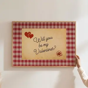 Valentines Postcard Wall Art Vintage Retro Postcard Printable Romantic Decor Valentine Print Girls Trendy Love Posters