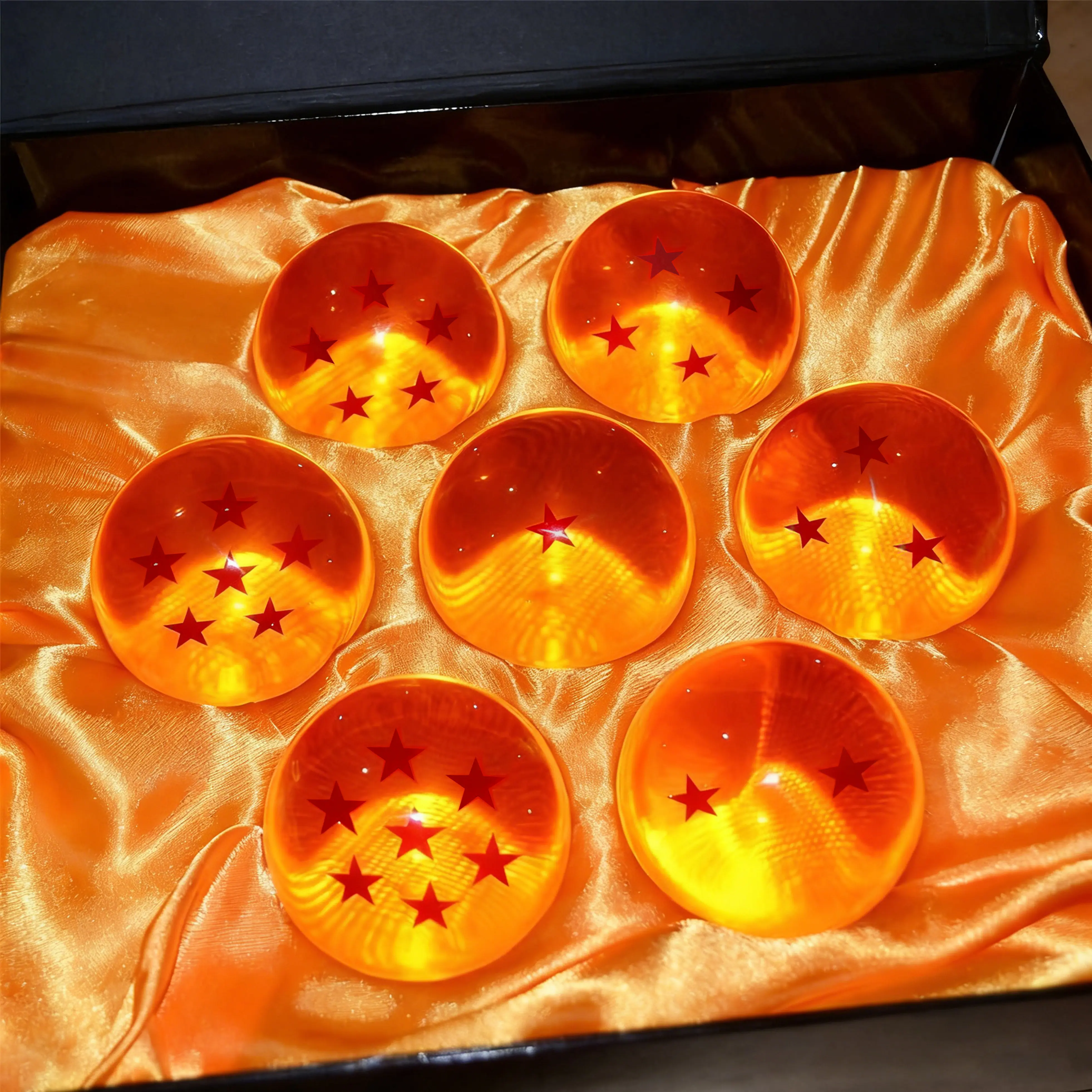 Crystal Ball Acrylic Glass Ball, 7pcs 75MM/3 Inches, 1-7 Stars, Preferred for Anime Collectors, Decoration, Transparent Dragon Toy Ball Starry, Comes with Gift Box.