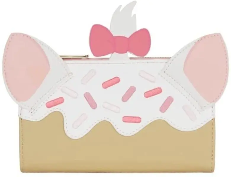 Women's Loungefly Disney Marie Sweets Embroidery Faux Leather Flap Wallet - Cute Wallet with Debossed Detail, Daily Use Bag for Women, Wallets For Women