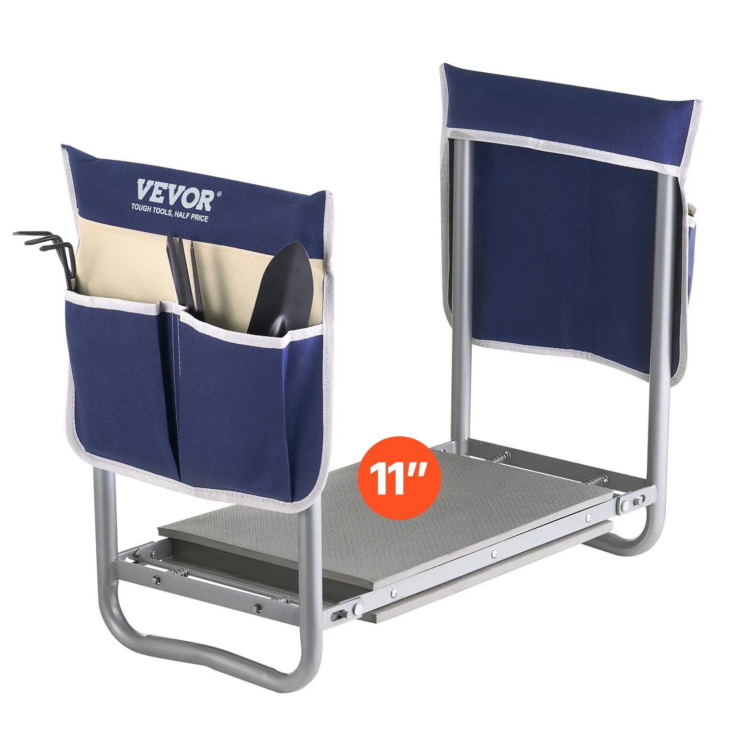 【FathersDayGift】VEVOR Garden Kneeler and Seat,  , 11 in Wide Kneeling Pad, Heavy Duty Garden Kneeling Stool, Folding Garden Seat with 2 Tool Bags, Relieve Knee & Back Pain, Non-Slip Garden Bench for Women Grandparents