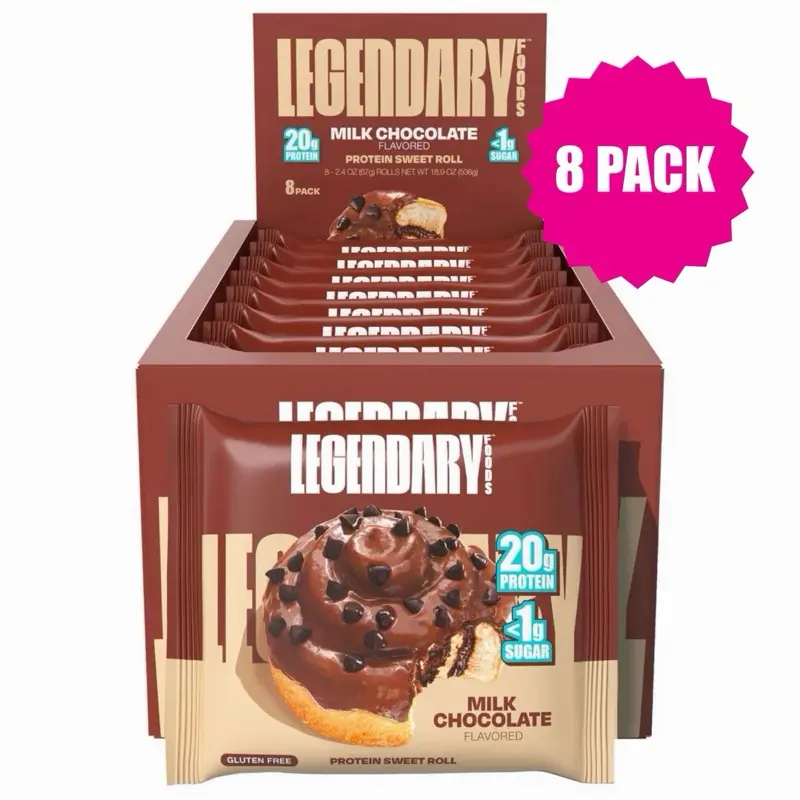 Legendary Foods Chocolate Protein Sweet Roll (8-Pack) - 20g Protein, 5g Net Carbs, Gluten Free