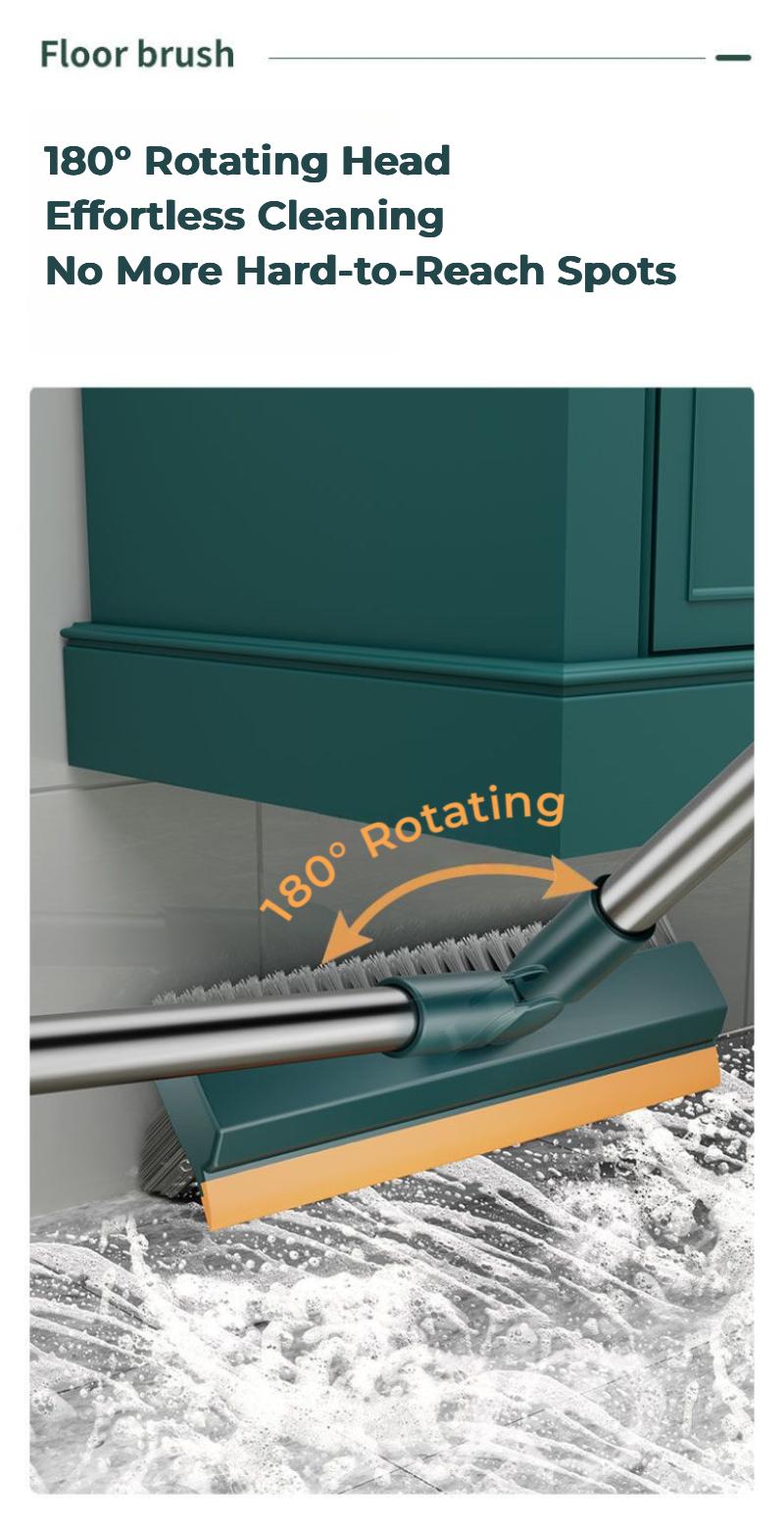 Floor Scrub Brush with Long Handle, 3-in-1 Scrape and Heavy-Duty Stiff Bristle Floor Scrubber Brush with Squeegee for Cleaning Tile Wall Deck Bathroom Patio Garage Kitchen home kit