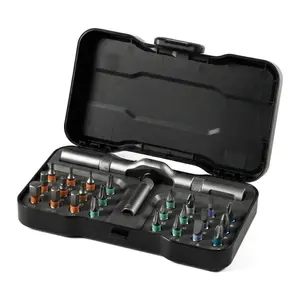 24 in 1 Dly Screwdriver Set Magnetic Compact and Portable Ratchet Screwdriver, Mini Screwdriver Set, Ratcheting Allen Wrench Set, Removable Self-Assembly Precisio for Pc Mobile Bicycle (Black) repair work autorepair kit Tool Set with Case