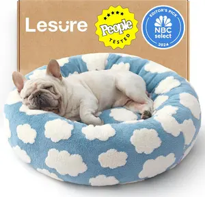 Lesure Warm Donut Bed - Cozy Fluffy Calming Bed for Small/Medium/Large Dogs & Cats, TikTokShopBlackFriday Choice, Soft Plush Round Pet Bed for Winter Comfort, Washable, Anti-Slip Bottom, Camas para Perros, Pet Supplies Bedding