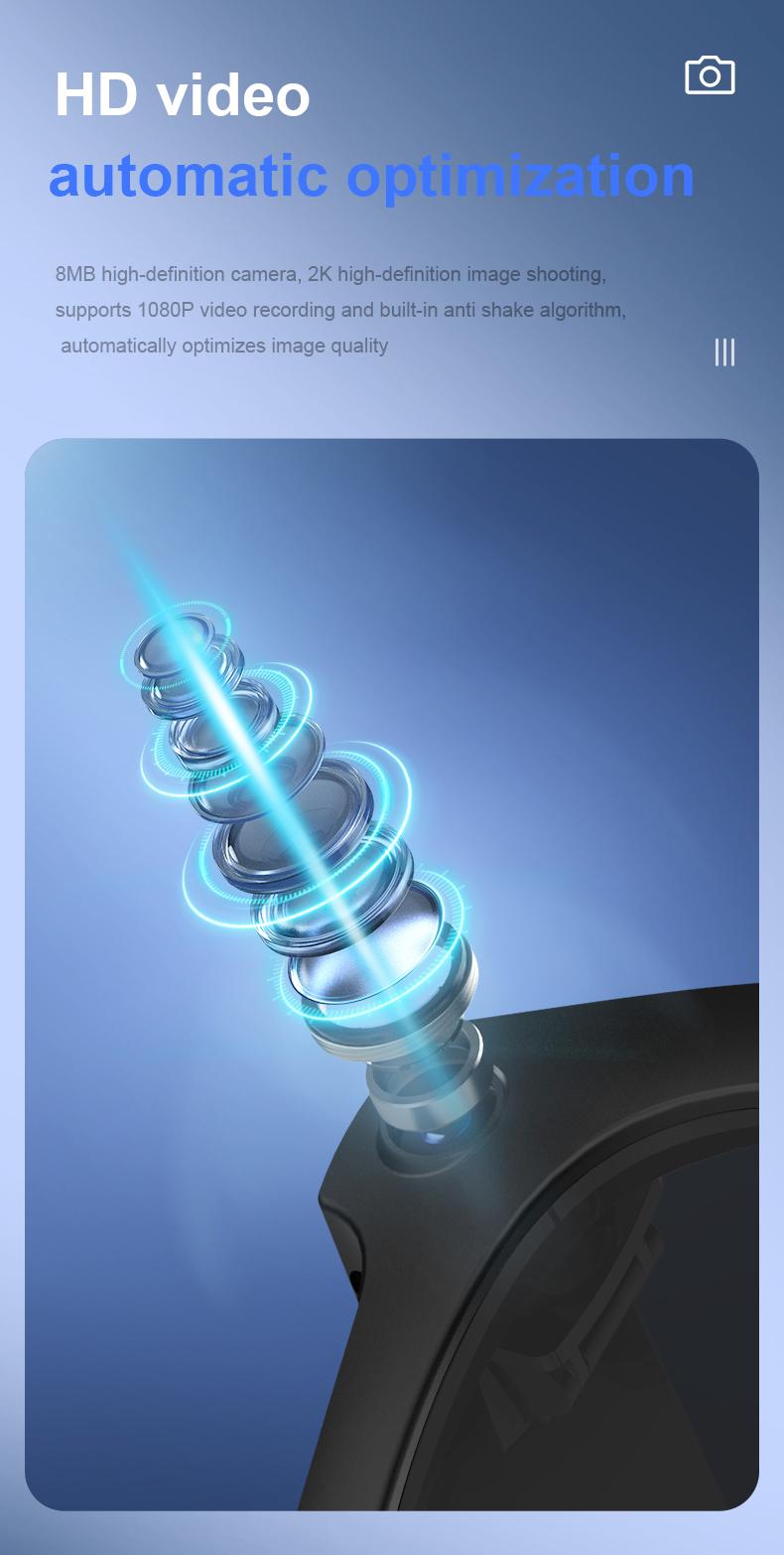 Smart Bluetooth Glasses with Camera, 1080p Video Recording Wearable Glasses, Multifunctional Wireless Audio Glasses with Headphone, Outdoor Sports Camera Sunglasses with Intelligent Voice Assistant, Anti-blue Light Protection Eyeglass