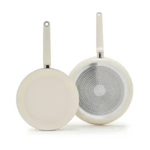 GreenPan Rio Advanced 2pc (10" and 12") Ceramic Nonstick Fry Pan Set Cream