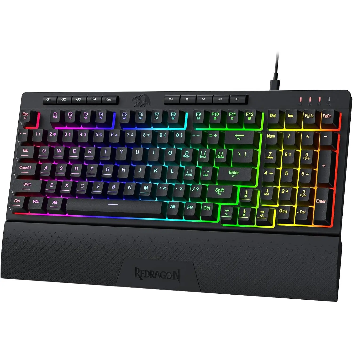 Redragon K515 Shiva RGB Membrane Gaming Keyboard, 98 Keys Mechanical-Feel Keyboard w/Smooth Linear Switch, On-Board Macro & Dedicated Multimedia Keys, Detachable Wrist Rest, Software Supported,back to school,back to school shopping
