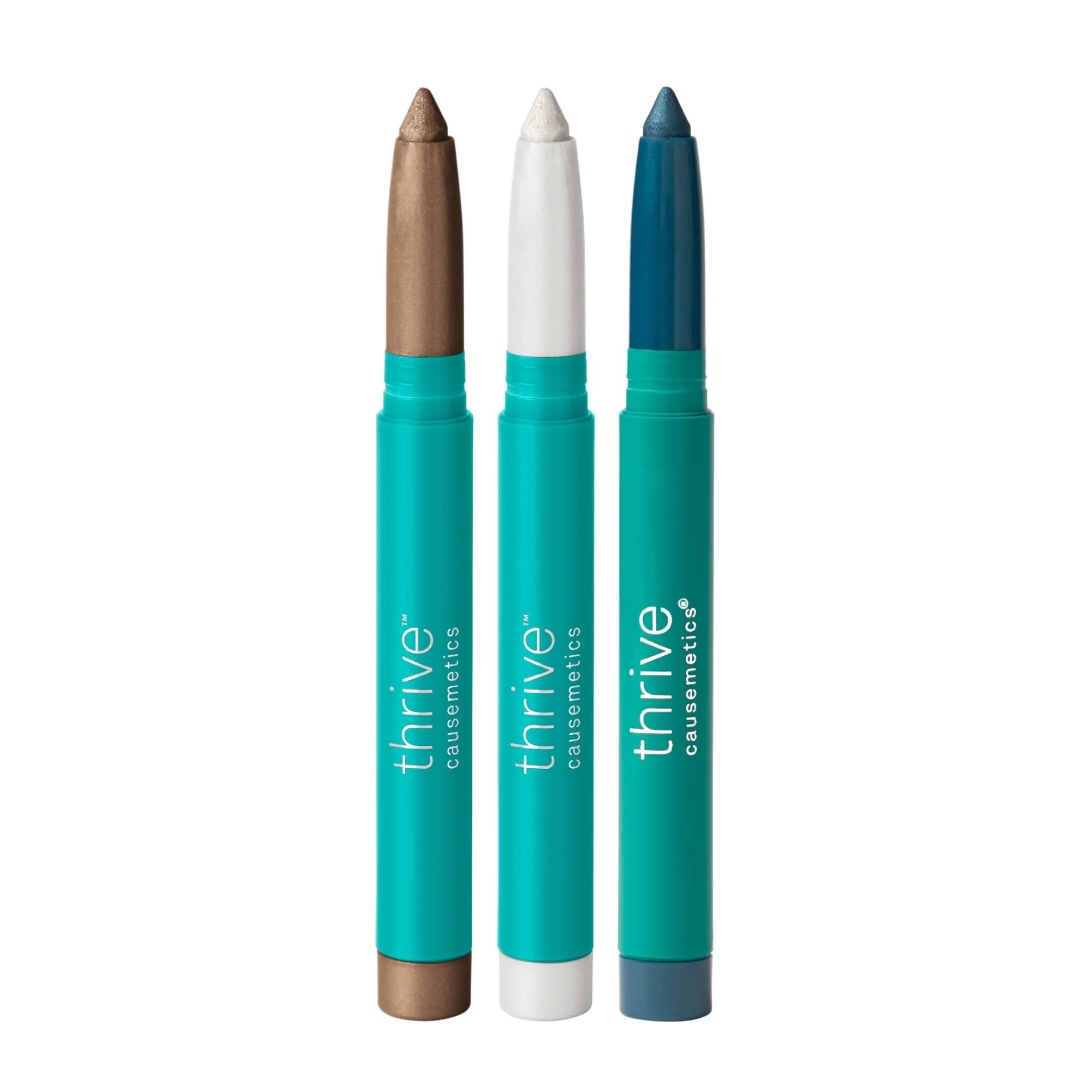 Thrive Causemetics - Brown Eye Enhancing 3Pcs - Bundle Brilliant Eye Brightener Shimmer Sticks – Waterproof Eyeshadow & Eyeliner, Instant Eye Lift & Glow, Long-Lasting, Vegan Clean Makeup (Estrella, Joni, Anise)