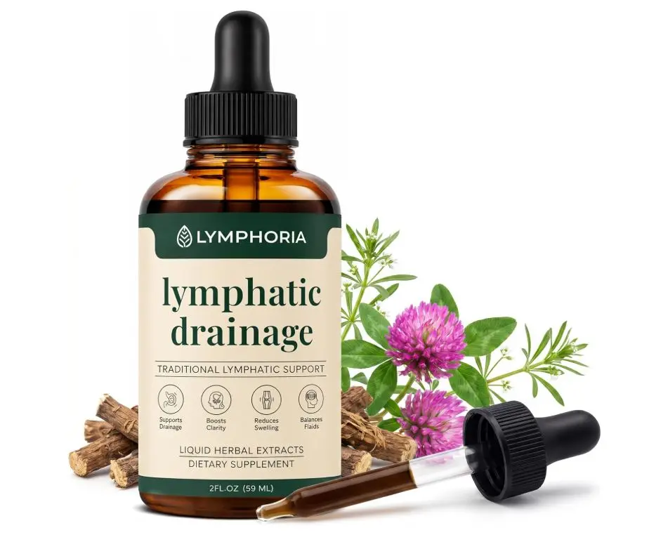 Lymphatic Drainage Drops for Bloat Relief & De-Puff – Cleavers, Red Clover, Stillingia Root & Prickly Ash Bark – Lymph Node Detox Cleanse, Fluid Retention – Alcohol-Free, Vegan, 2 Fl Oz