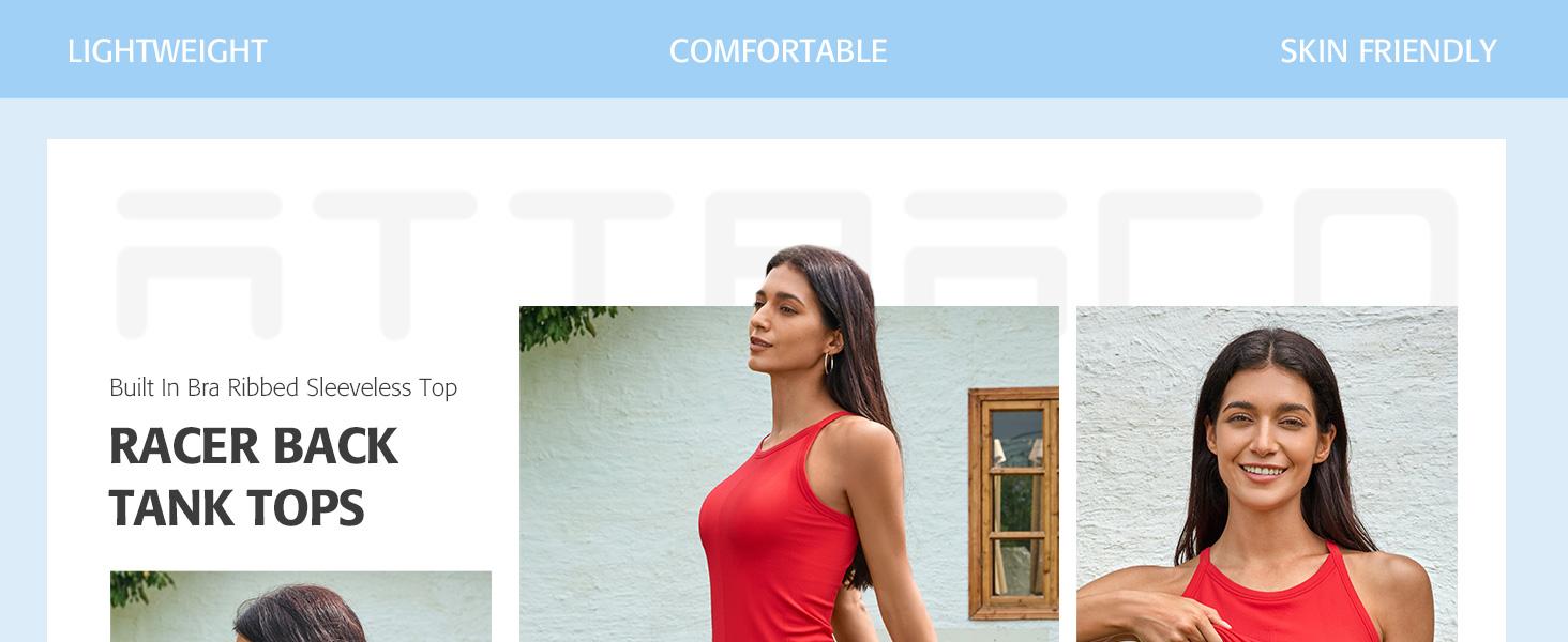ATTRACO Women Workout Tank Tops with Built in Bra Basic Ribbed Tank Top Crew Neck Racerback Athletic Camisole Seamless summerwins ATTRACO Women Workout Tank Tops with Built in Bra Basic Ribbed Tank Top Crew Neck Racerback Athletic Camisole Seamless summerwins