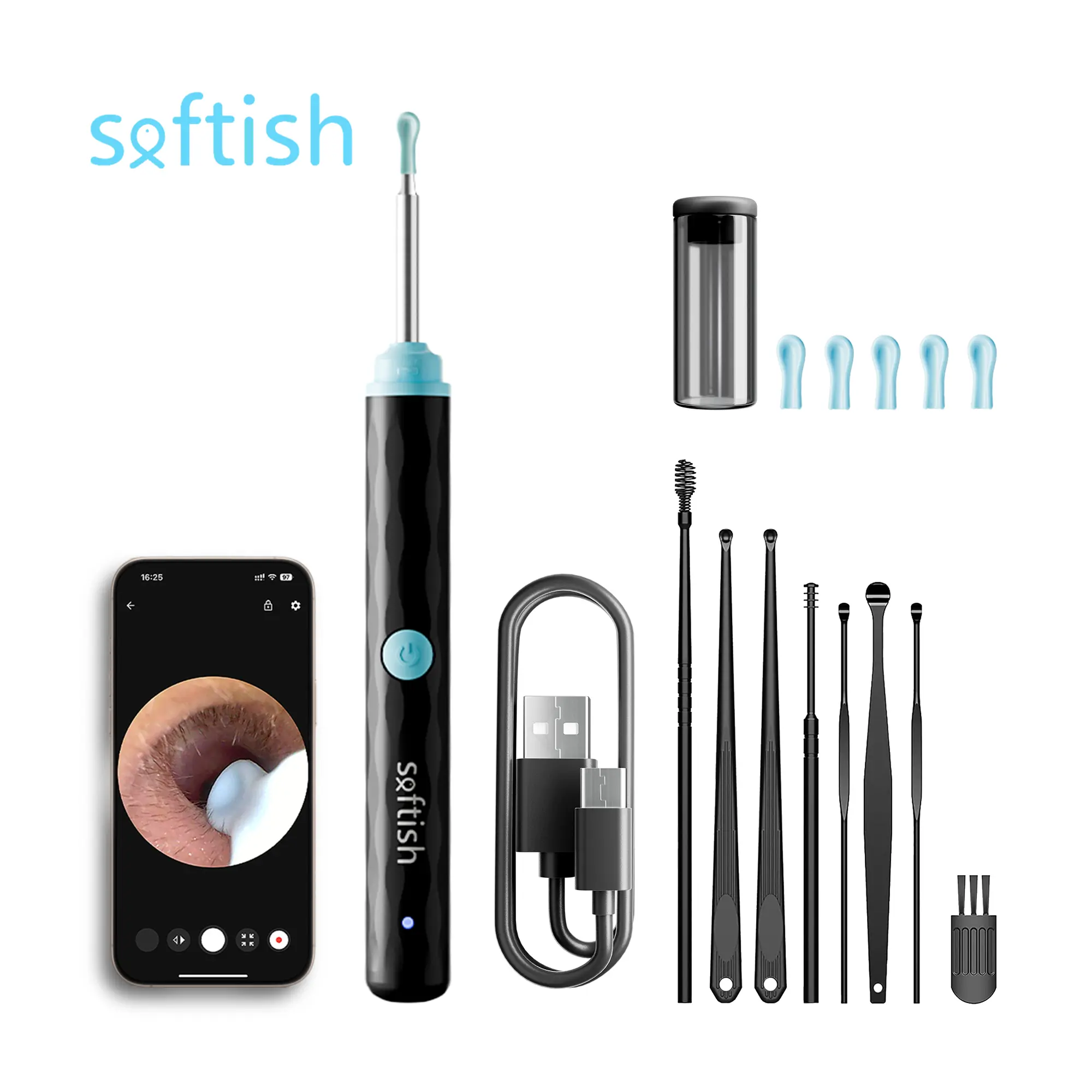 Visual Ear Wax Removal Kit with 1080P HD Camera & App, Rechargeable Self Care Gadget with 8 Soft Silicone Tips for Safe At-Home Cleaning, Self Care Gadgets, Ear Wax Removals