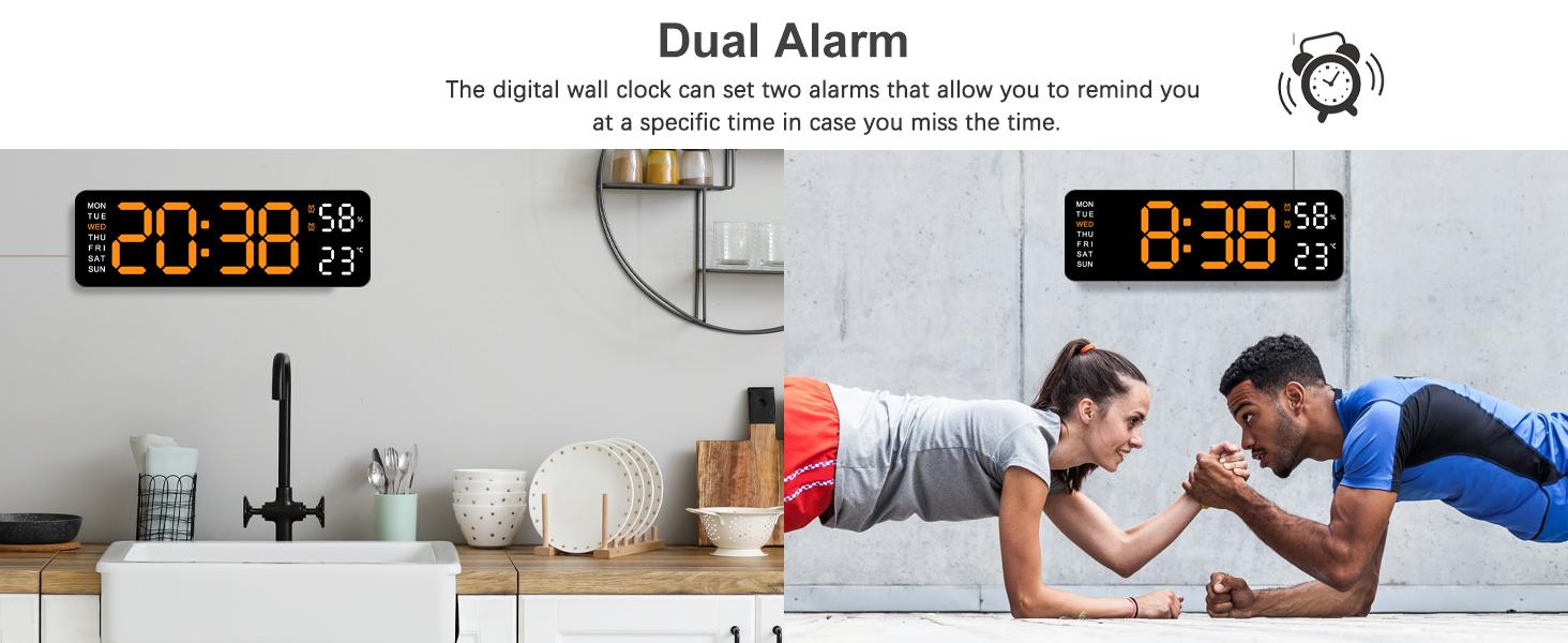 Large Digital Wall Clock without Remote Control - Big LED Screen Dispaly , DST, Night Light for Living Room, Bedroom, Gift for Elderly Decor Set