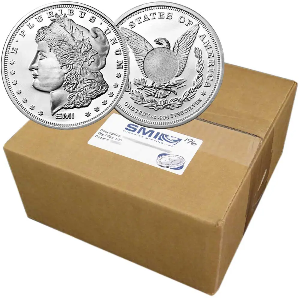 Lot of 500 - 1 Troy oz Sunshine Mint Morgan .999 Silver Round Mint Mark SI