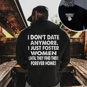 ( TWO SIDE) I DON'T DATE ANYMORE Black Print Hoodie