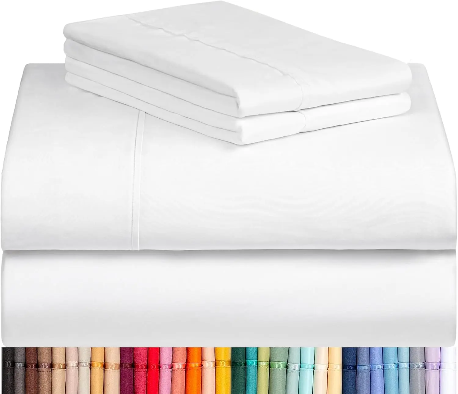 LuxClub Cooling Bed Sheet Set for Hot Sleepers — 4-Piece Hotel Quality Moisture Wicking Microfiber Sheets with Deep 18" Pockets, Wrinkle Free, OEKO-TEX Certified (California/ Split/ King/ Queen/ Full/ Twin XL/ Twin), Breathable Sheet Set, Performance Shee