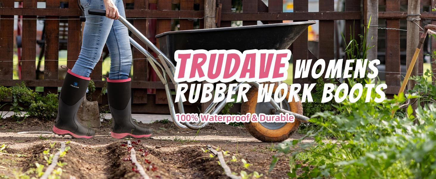 【No steel toe】Trudave Rubber Boots for Women, Waterproof Insulated Mud Rain Boots with Steel Shank, Anti-slip Outdoor Work Boots, Size 6-11 Lightweight Shoe Black Girl Footwear Breathable Pink 【No steel toe】Trudave Rubber Boots for Women, Waterproof Insulated Mud Rain Boots with Steel Shank, Anti-slip Outdoor Work Boots, Size 6-11 Lightweight Shoe Black Girl Footwear Breathable Pink