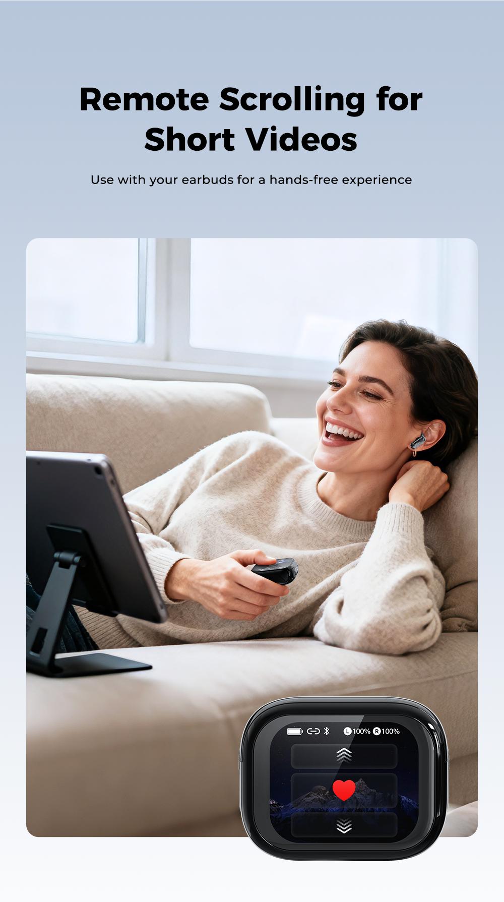 HTC NE68 Bluetooth 6.0 Earphones LCD Touch Screen IPX5 Waterproof Wireless Headphones 60H Playtime, HD Stereo Sound Earbuds, Built-in Microphone for Travel Learning Business