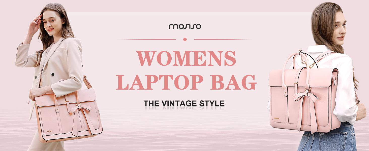 MOSISO 14-17.3 Inch PU Leather Laptop Bag for Women, Convertible Briefcase Backpack with Bowknot, Crossbody Shoulder Work Tote with 3 Compartments, Ideal for Office, Travel, Shopping & Daily Commute MOSISO 14-17.3 Inch PU Leather Laptop Bag for Women, Convertible Briefcase Backpack with Bowknot, Crossbody Shoulder Work Tote with 3 Compartments, Ideal for Office, Travel, Shopping & Daily Commute