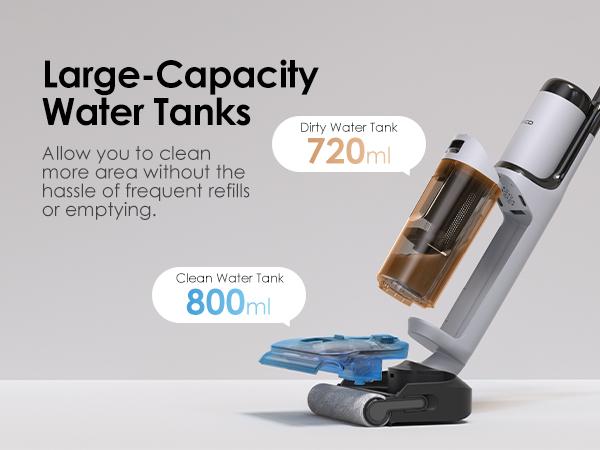TINECO FLOOR ONE i5 Stretch Wet Dry Vacuum Cleaner 20kPa Powerful Suction 180° Lay-flat Anti-Tangle Dual-sided Edge Cleaning 30 Minutes Runtime Large Capacity Water Tanks